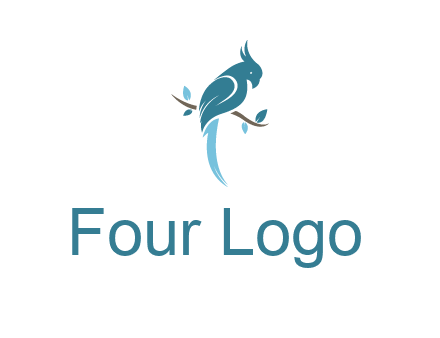 fancy parrot sitting on branch pet logo icon