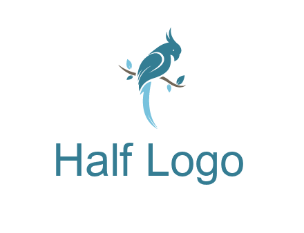 fancy parrot sitting on branch pet logo icon