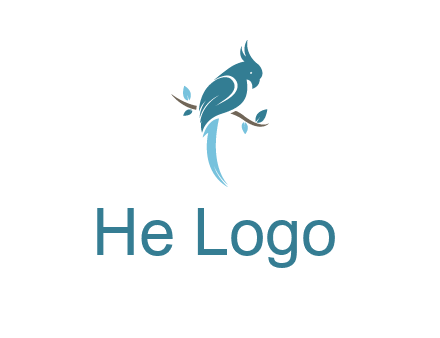 fancy parrot sitting on branch pet logo icon