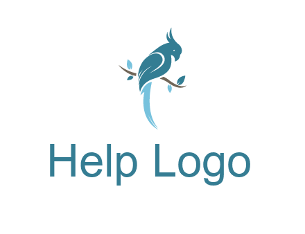 fancy parrot sitting on branch pet logo icon