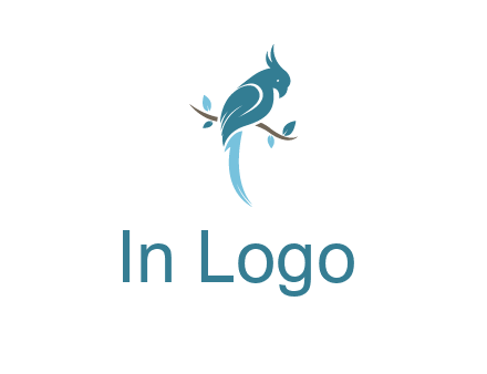 fancy parrot sitting on branch pet logo icon