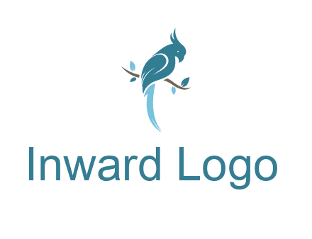 fancy parrot sitting on branch pet logo icon