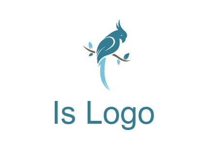 fancy parrot sitting on branch pet logo icon