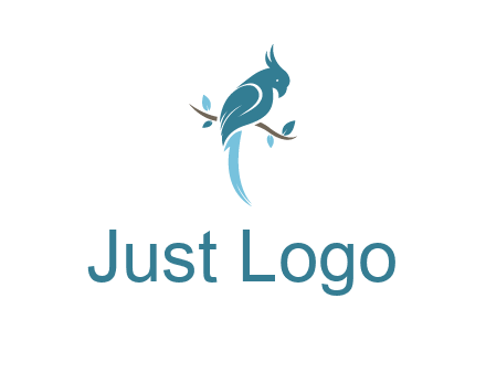 fancy parrot sitting on branch pet logo icon