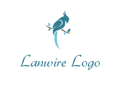 fancy parrot sitting on branch pet logo icon