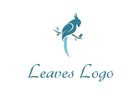 fancy parrot sitting on branch pet logo icon