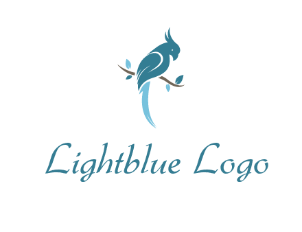 fancy parrot sitting on branch pet logo icon