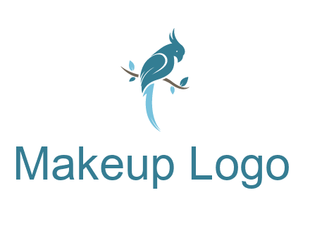fancy parrot sitting on branch pet logo icon