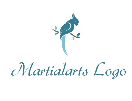 fancy parrot sitting on branch pet logo icon