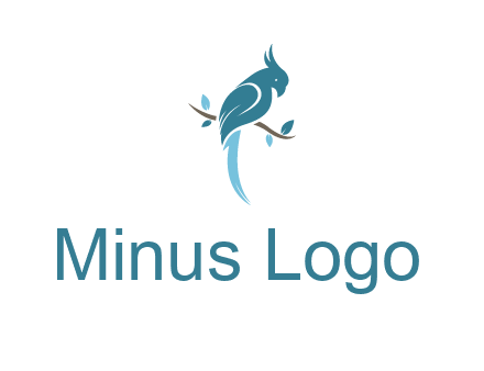 fancy parrot sitting on branch pet logo icon