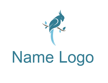 fancy parrot sitting on branch pet logo icon