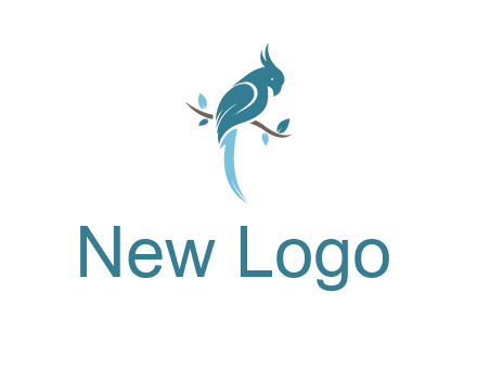 fancy parrot sitting on branch pet logo icon