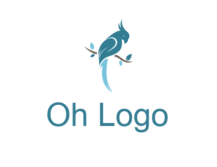 fancy parrot sitting on branch pet logo icon