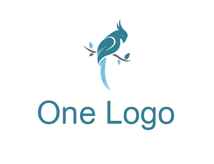 fancy parrot sitting on branch pet logo icon