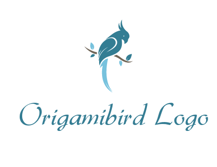 fancy parrot sitting on branch pet logo icon