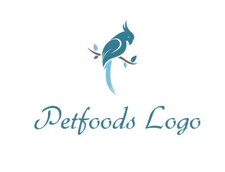 fancy parrot sitting on branch pet logo icon