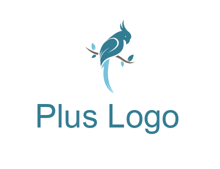 fancy parrot sitting on branch pet logo icon
