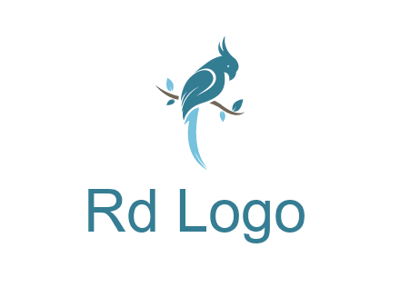 fancy parrot sitting on branch pet logo icon