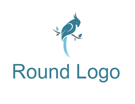 fancy parrot sitting on branch pet logo icon