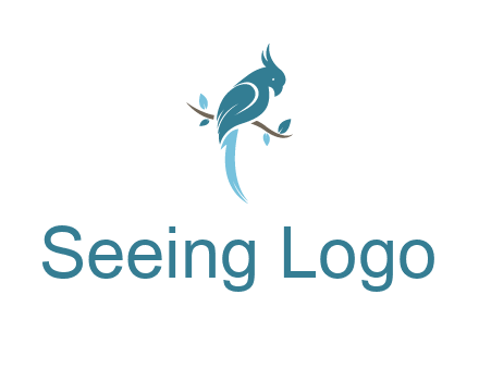 fancy parrot sitting on branch pet logo icon