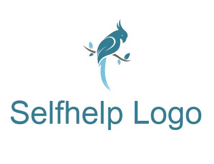 fancy parrot sitting on branch pet logo icon