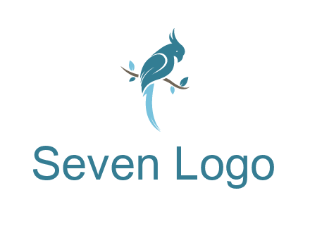 fancy parrot sitting on branch pet logo icon