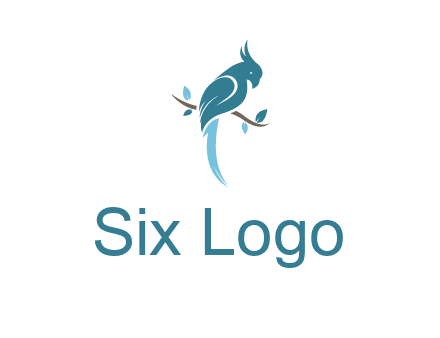 fancy parrot sitting on branch pet logo icon