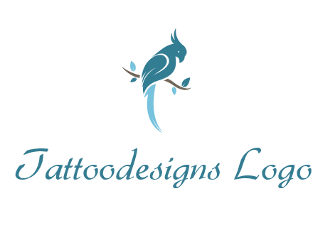 fancy parrot sitting on branch pet logo icon