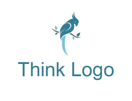 fancy parrot sitting on branch pet logo icon