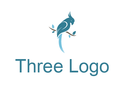 fancy parrot sitting on branch pet logo icon