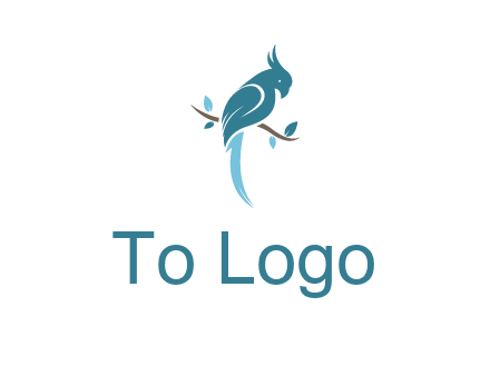 fancy parrot sitting on branch pet logo icon