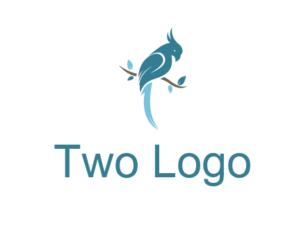 fancy parrot sitting on branch pet logo icon