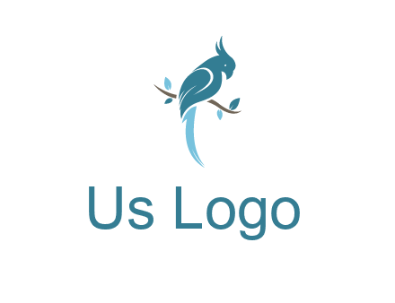 fancy parrot sitting on branch pet logo icon