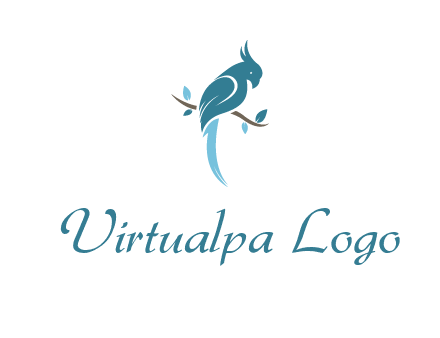 fancy parrot sitting on branch pet logo icon
