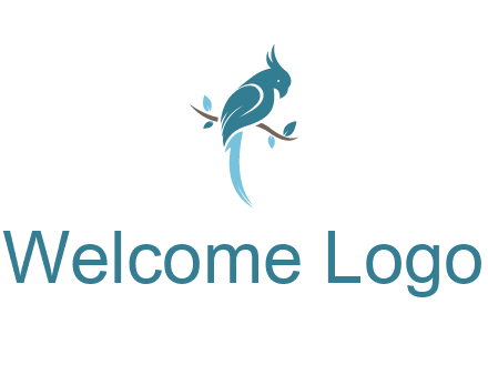 fancy parrot sitting on branch pet logo icon