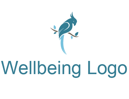 fancy parrot sitting on branch pet logo icon