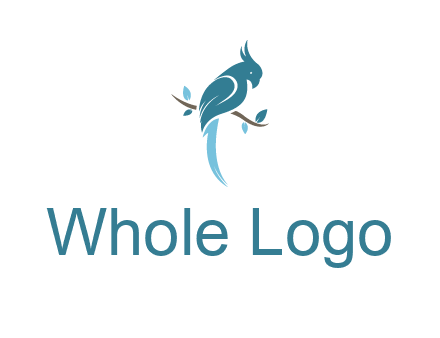 fancy parrot sitting on branch pet logo icon