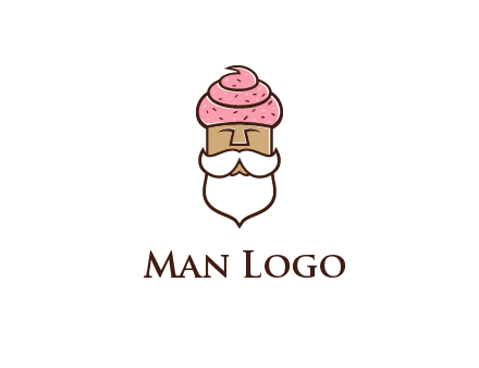 old bearded man with an ice cream turban