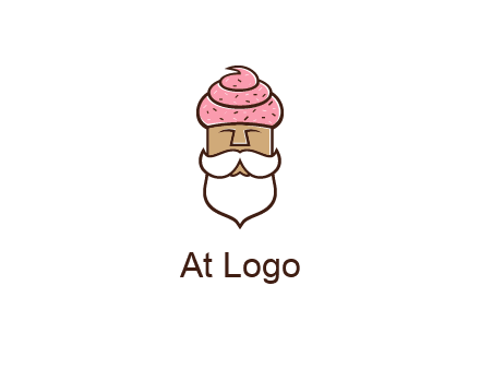 old bearded man with an ice cream turban