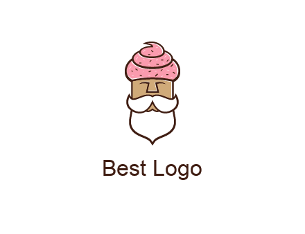 old bearded man with an ice cream turban