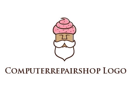 old bearded man with an ice cream turban