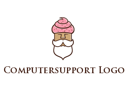 old bearded man with an ice cream turban