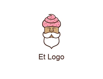 old bearded man with an ice cream turban