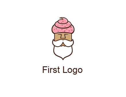 old bearded man with an ice cream turban