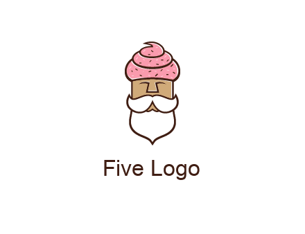 old bearded man with an ice cream turban