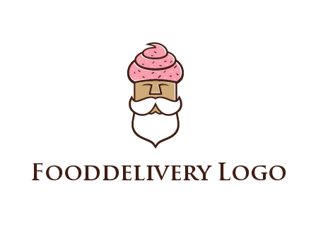 old bearded man with an ice cream turban
