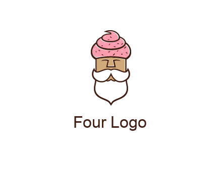 old bearded man with an ice cream turban