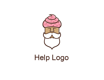 old bearded man with an ice cream turban
