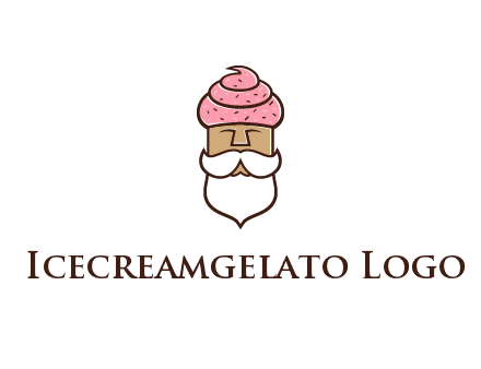 old bearded man with an ice cream turban