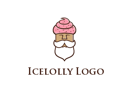 old bearded man with an ice cream turban